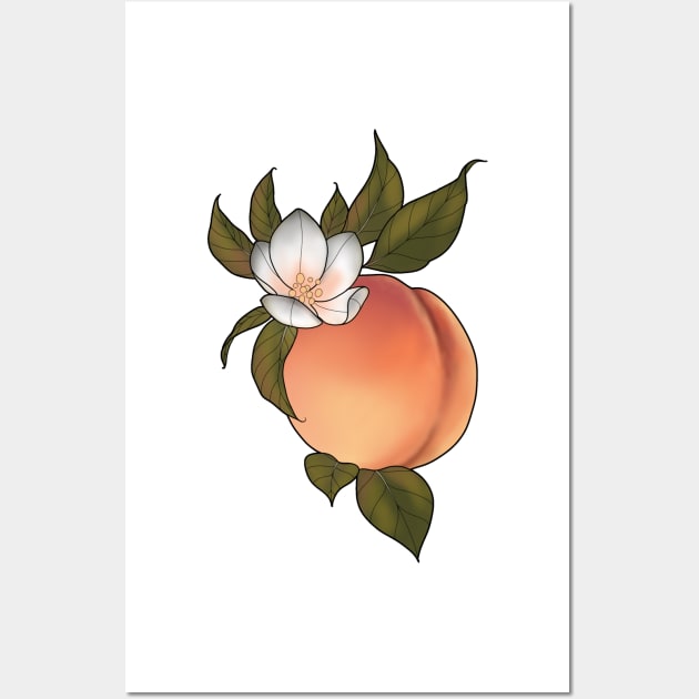 Botanical peach and blossom Wall Art by Verre